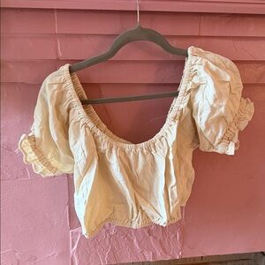 Lykke Wullf linen Cream Puff Sleeve Women's Top